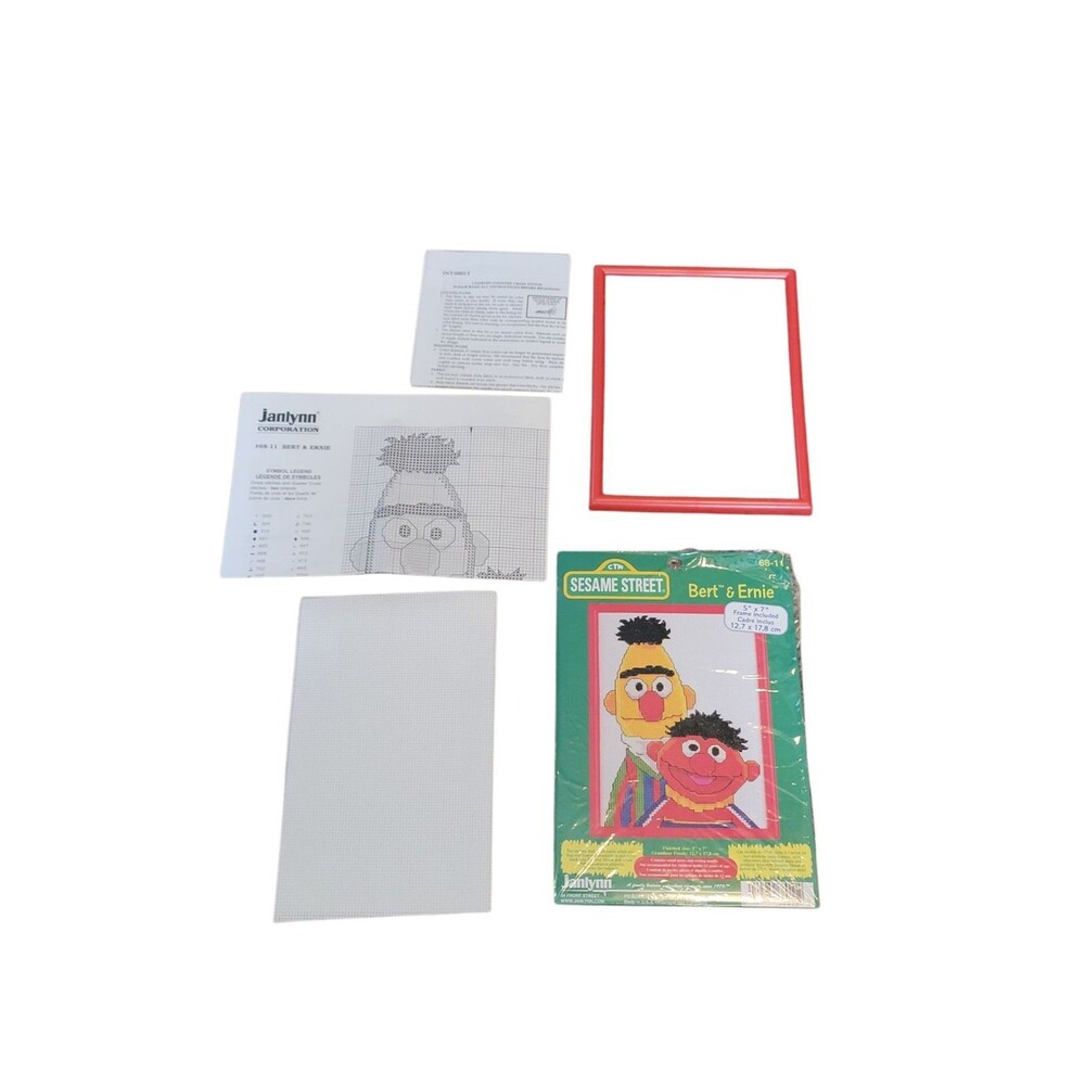 Janlynn Cross Stitch Kit Sesame Street MISSING THREAD AND NEEDLE Bert & Ernie